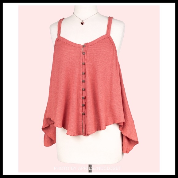 FREE PEOPLE BOHO FLOWY TOP BUTTON DOWN TANK SLEEVELESS BOHEMIAN KNIT TOP A3C - Picture 11 of 16